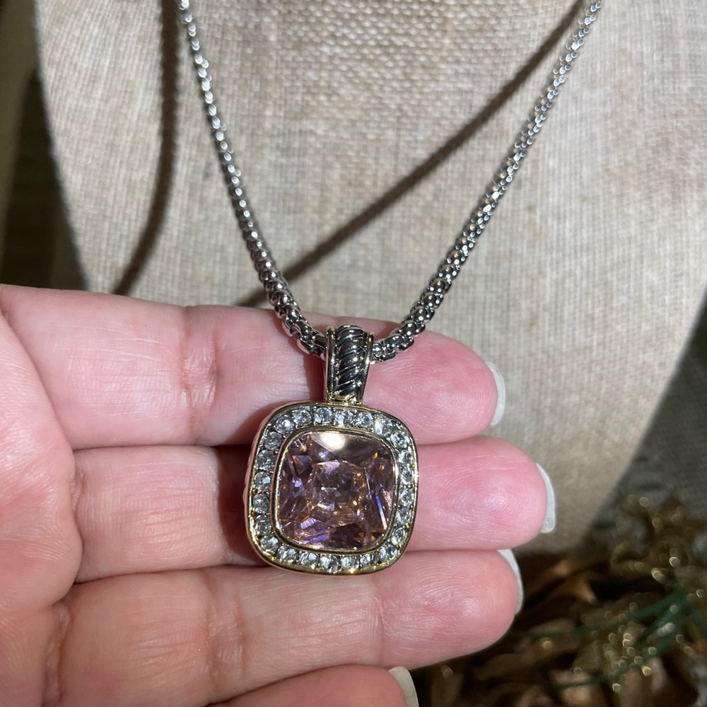 Two-tone 2pc Necklace Crystal Set